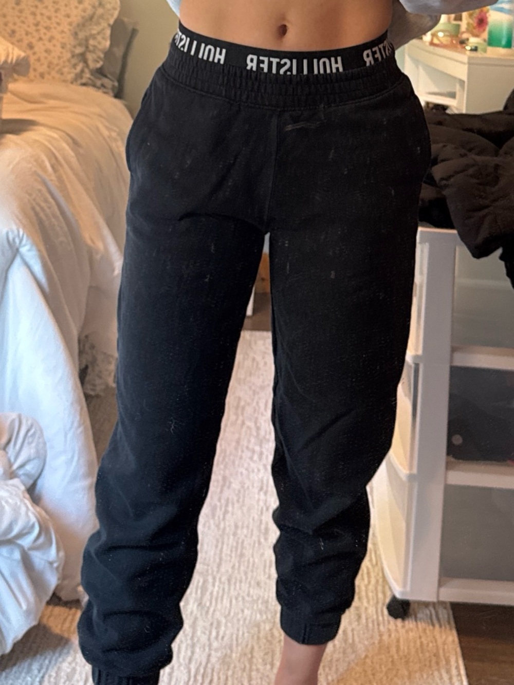 Hollister Black Sweatpants with Branded Waistband